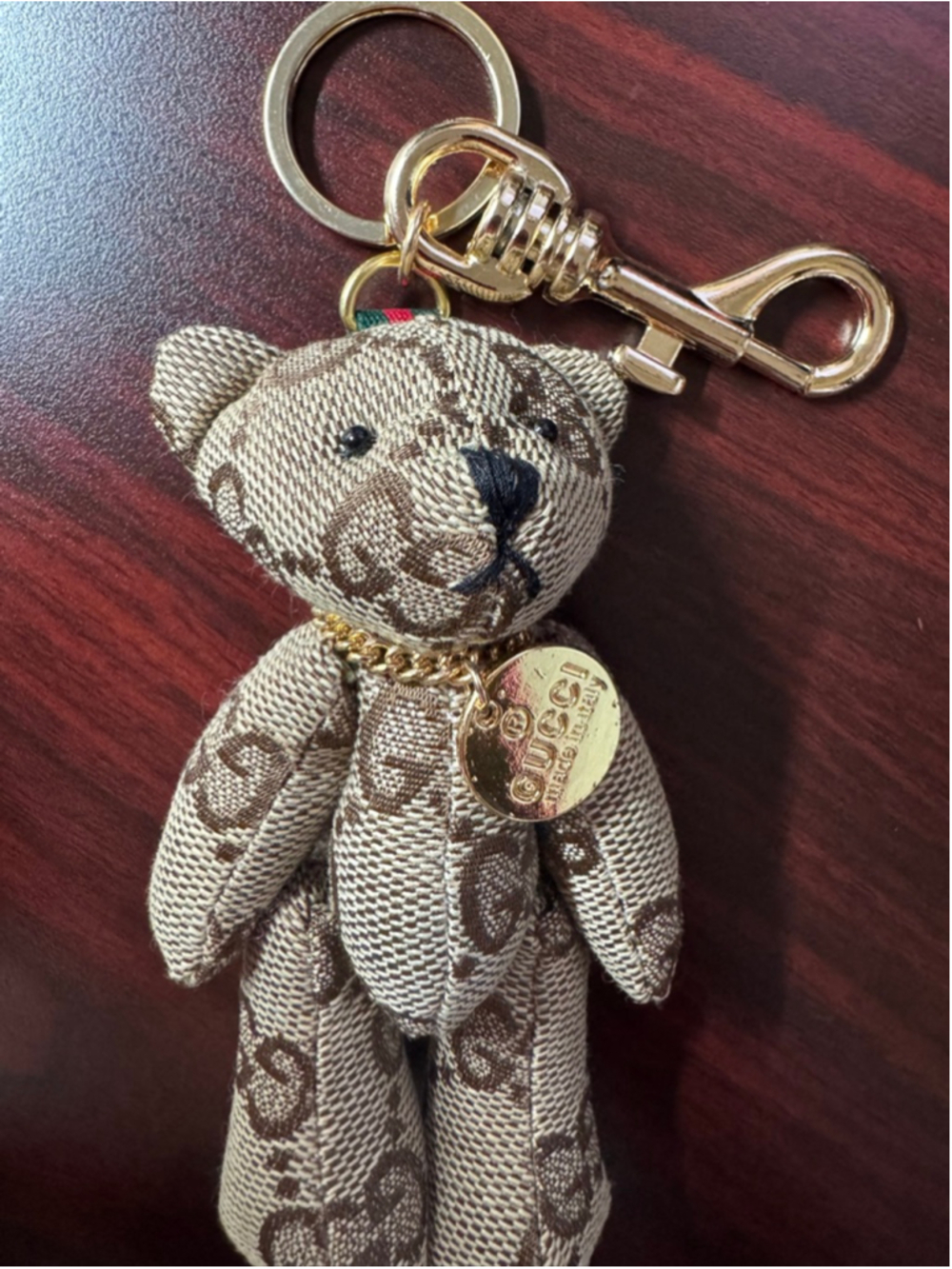 Handmade Gucci Canvas Teddy Bear Bag Charm Keychain w/ COA OOAK - Picture 3 of 6